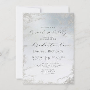 Convites Chuva de Brunch e Bubbly com Poeira Azul Ombre Con