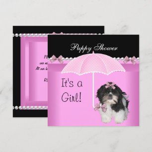 Convites Chuva de Cachorrinho Cachorro Fofo Rosa
