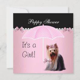 Convites Chuva de Cachorrinho Cachorro Fofo Rosa 2
