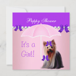Convites Chuva de Cachorrinho Cachorro Fofo Roxo Rosa Yorki