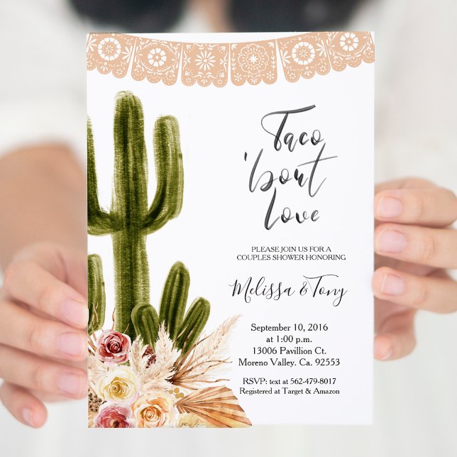 Convites Chuva de Casais Boho Fiesta Taco 'bout Love  (Criador carregado)