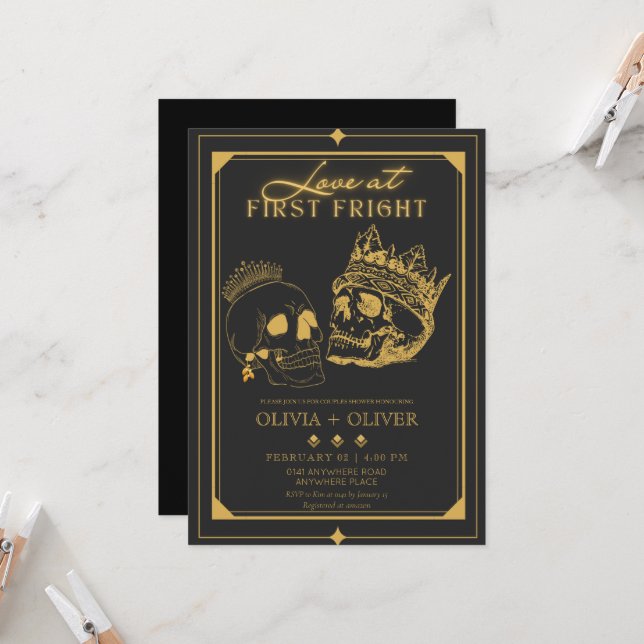 Convites chuva de casais de Halloween (Frente/Verso In Situ)