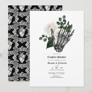 Convites Chuva de Casais de Noiva Floral Branca Gótica