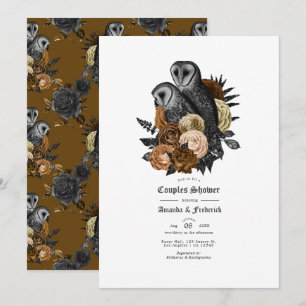 Convites Chuva de Casais Glamour Vintage Corujas Âmbar Góti