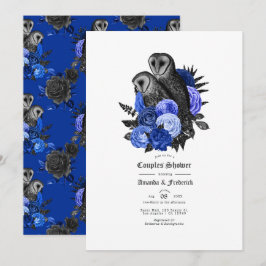 Convites Chuva de Casais Gótico de Coruja Azul Real Glam Vi