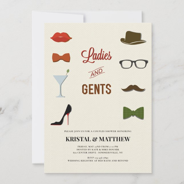 Convites Chuva de Casais Senhoras e Cavalheiros (Frente)