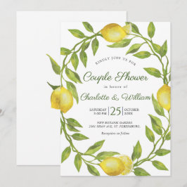 Convites Chuva de Casal Aquarela de Limões em Flor