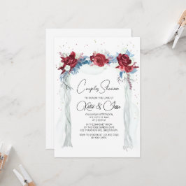 Convites Chuva de Casal Arco Floral Borgonha Temperamental