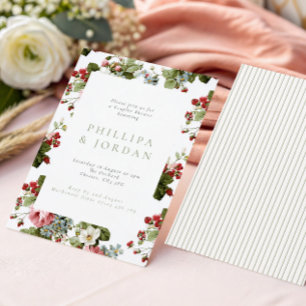 Convites Chuva de Casal com Flores e Frutas Botânicas Vinta