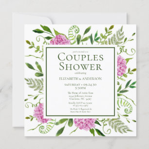 Convites Chuva de Casal com Hortênsia Rosa