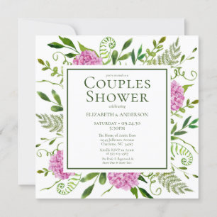 Convites Chuva de Casal com Hortênsia Rosa