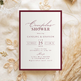 Convites Chuva de Casal com Tipografia Burgundy Graceful
