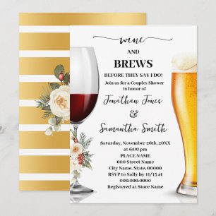 Convites Chuva de Casal de Flores Brancas de Inverno Vinho