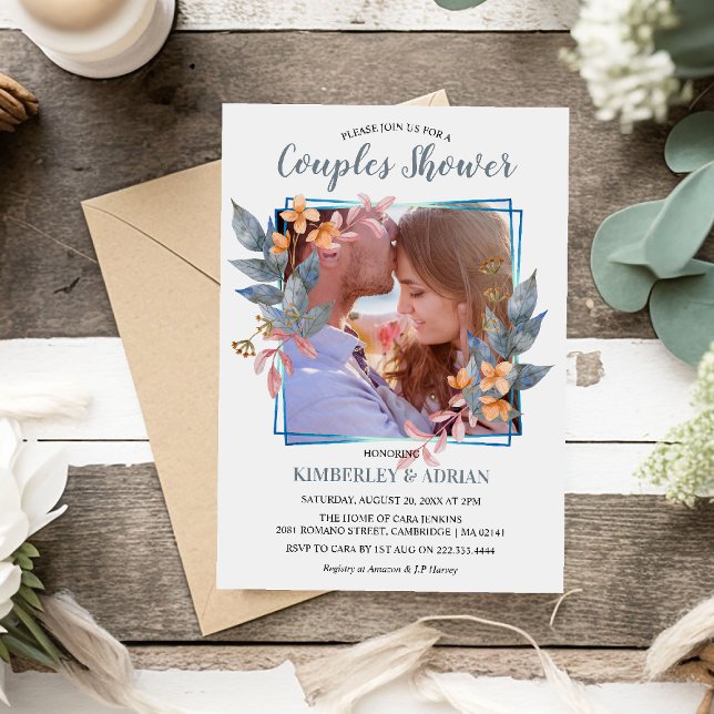 Convites Chuva de Casal de Foto Elegante | Casamento (Criador carregado)
