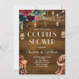 Convites Chuva de Casal Floral Borgonha Ocidental