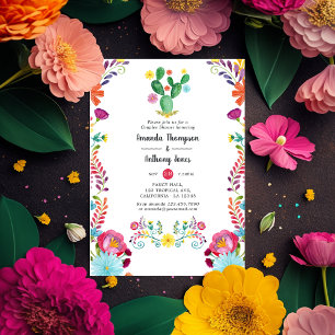 Convites Chuva de Casal Floral Colorida em Aquarela