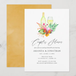 Convites Chuva de Casal Floral de Verão Tropical Degustação