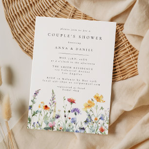 Convites Chuva de Casal Floral em Aquarela Vibrante