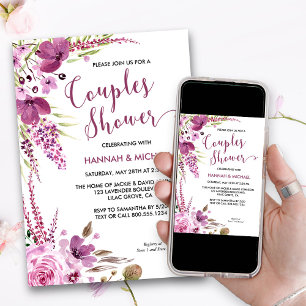 Convites Chuva de Casal Floral Lavanda e Lilases