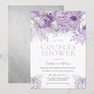 Convites Chuva de Casal floral Lavanda Roxo Prata