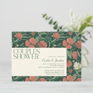 Convites Chuva de Casal Floral Verde Rústico Elegante