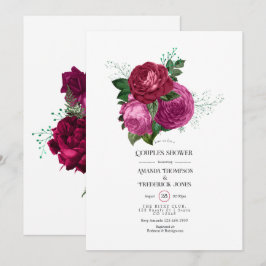 Convites Chuva de Casal Floral Viva Magenta