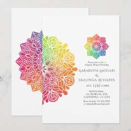 Convites Chuva de Casal Indiano Mandala Colorida