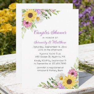 Convites Chuva de Casal Jardim Boho Floral Girassol Margari
