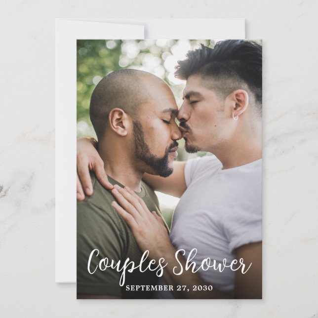 Convites Chuva de Casal LGBTQ Foto Moderna (Frente)