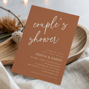Convites Chuva de Casal Minimalista de Terracota Boho