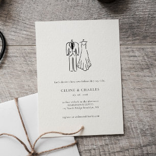 Convites Chuva de Casal Minimalista Noiva & Noivo Arte de L