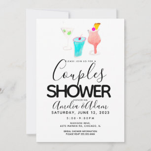 Convites Chuva de Casal Pintada com Tinta Cocktail Aquarela