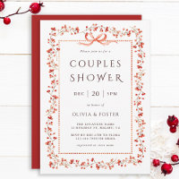 Chuva de Casal Quadro de Fruto de Inverno Vermelho