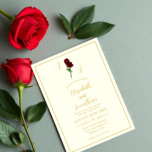 Convites Chuva de Casal Rosa Ouro Marfim