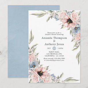 Convites Chuva de Casal Rose Quartz e Serenity Floral