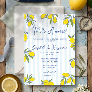 Convites Chuva de Casamento Amore com Limões Desenhados à M