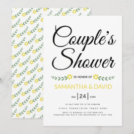 Convites Chuva de casamento casais amarelos tipografia mode