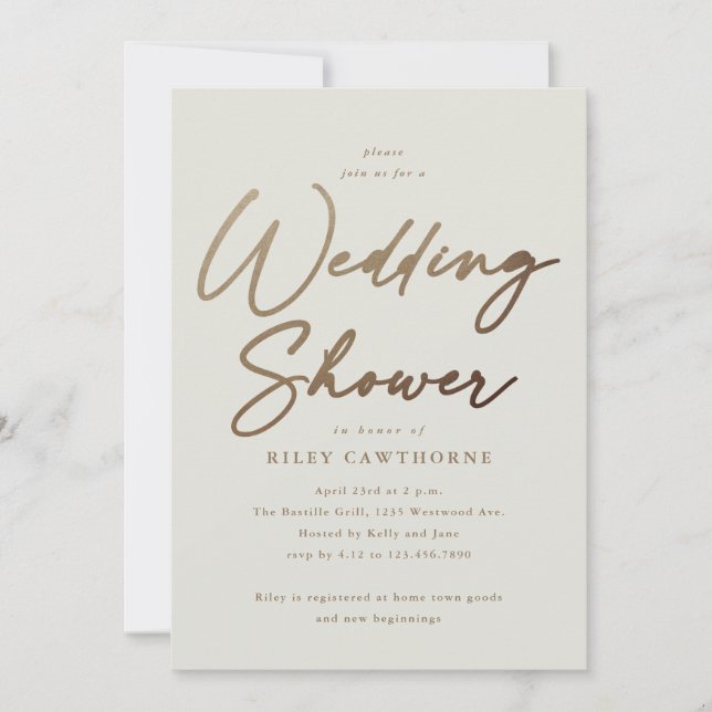 Convites Chuva de Casamento de Casais com Roteiro de Ouro S (Frente)