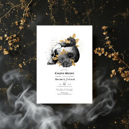 Convites Chuva de Casamento de Casais Florais e Caveiras Gó