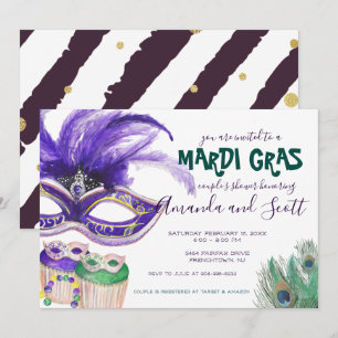 Convites Chuva de Casamento de Casal de Mardi Gras
