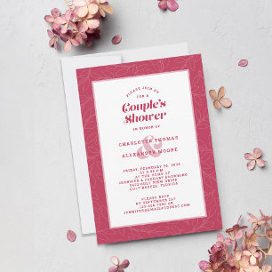 Convites Chuva de Casamento de Casal Magenta Vermelho Moder