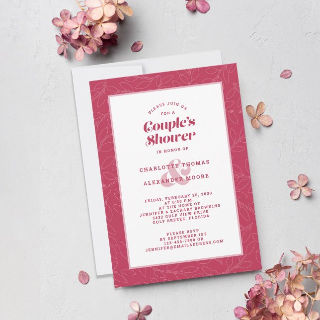 Convites Chuva de Casamento de Casal Magenta Vermelho Moder (Criador carregado)