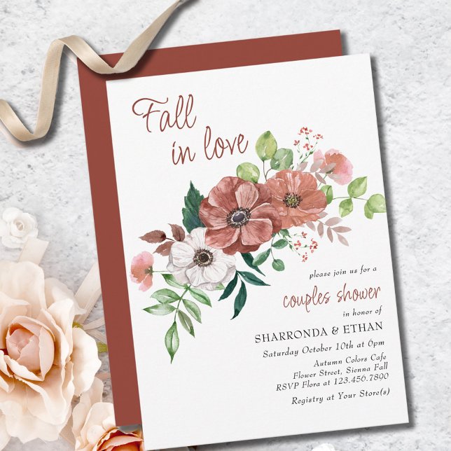 Convites Chuva de Casamento de Flores de Outono para Casais (Criador carregado)