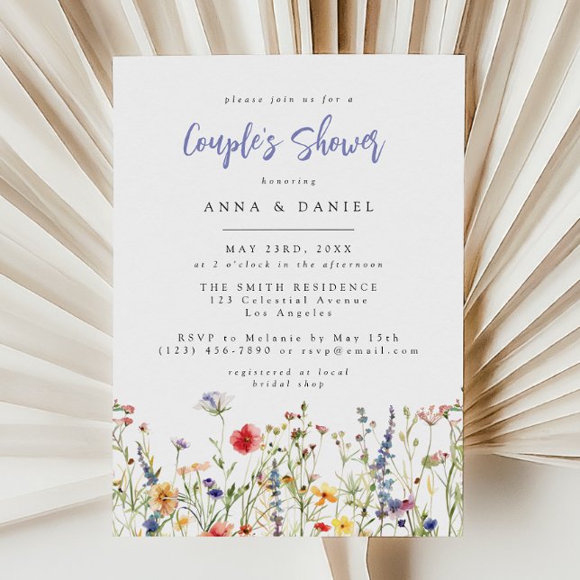 Convites Chuva de Casamento de Flores Silvestres Coloridas (Criador carregado)