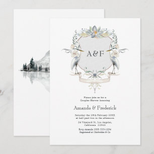 Convites Chuva de Casamento Elegante de Casais Heron Crest