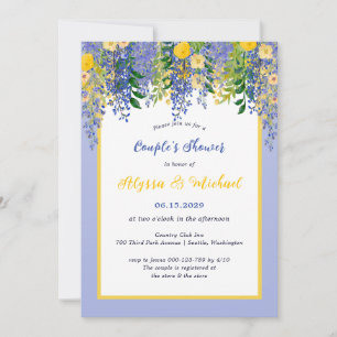 Convites Chuva de Casamento Floral de Wisteria em Aquarela