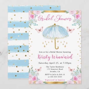 Convites Chuva de Casamento Guarda-Chuva Azul Primavera Aqu