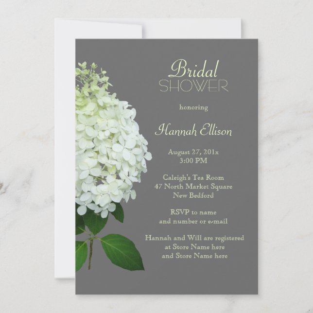 Convites Chuva de Casamento Hydrangea Cinza (Frente)