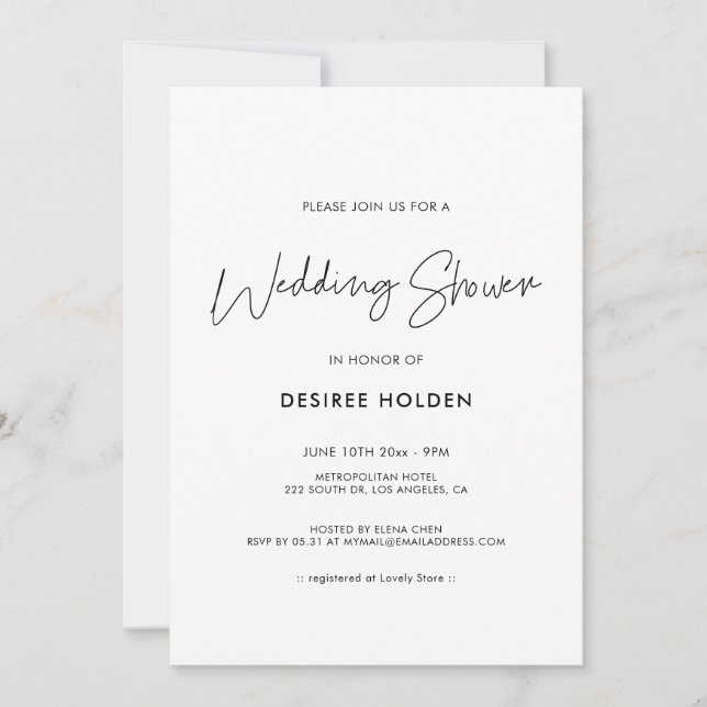 Convites Chuva de casamento minimalista moderna (Frente)