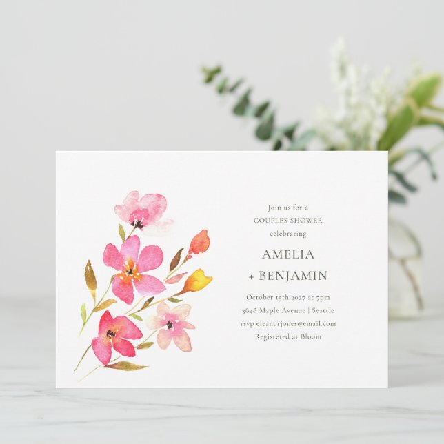 Convites Chuva de Casamento Personalizada com Flor Silvestr (Em pé/Frente)